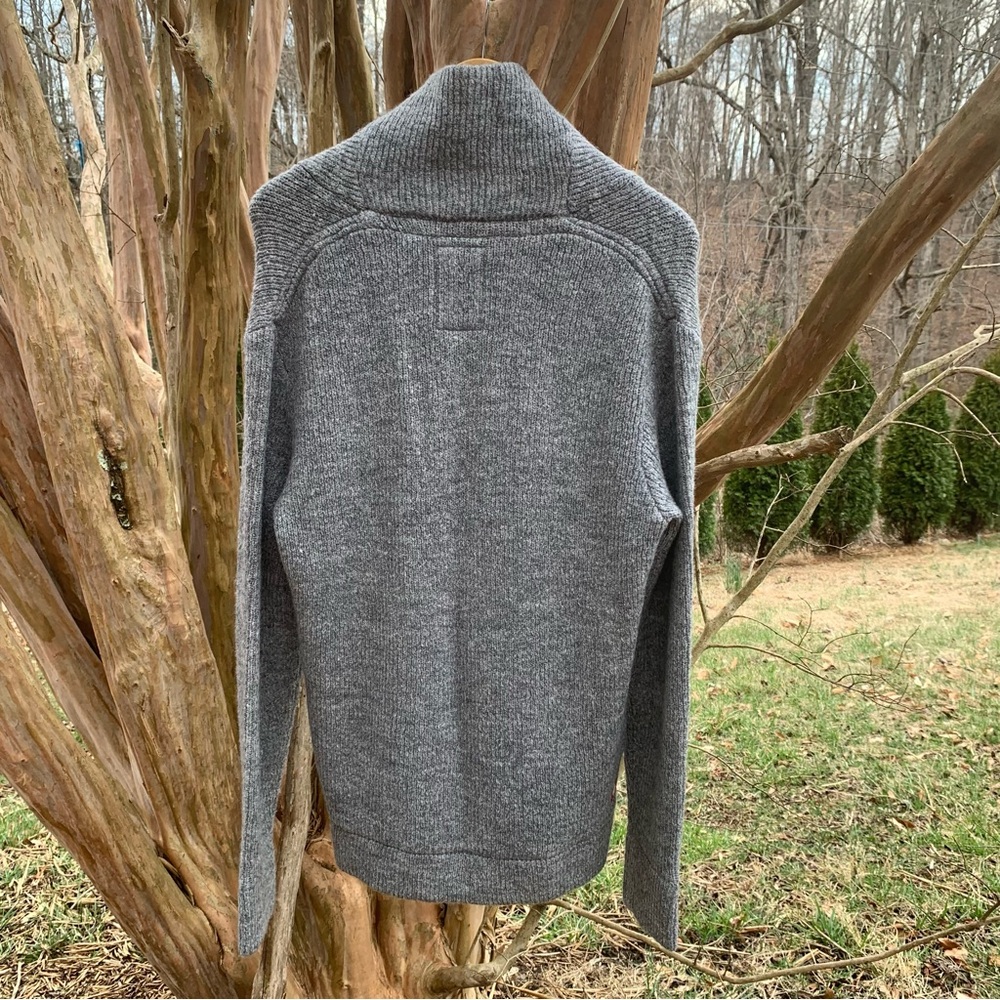 Relwen Men’s Old Salt Shawl Collar Wool Blend Sweater in Grey - Picture 6 of 8